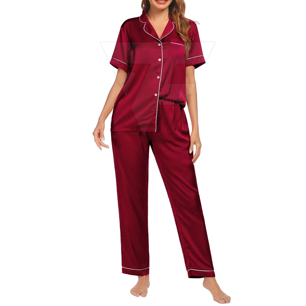 Top Selling Women Sleeping Pajama Shirt Sexy Ladies Two Piece Nighty
